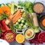 An array of healthy food represents a diabetes-friendly diet.