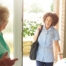 A caregiver comes in to see a client at home representing senior home care and the services offered.