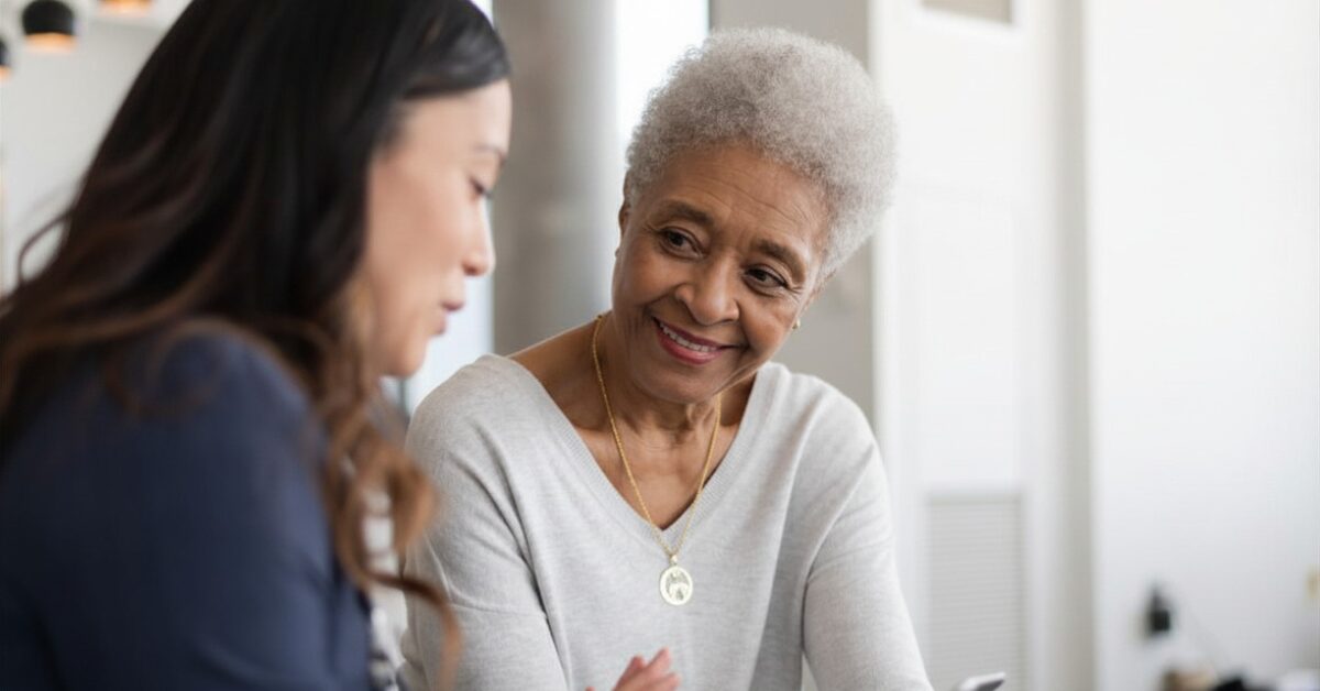 woman aging in place learning about home care agency