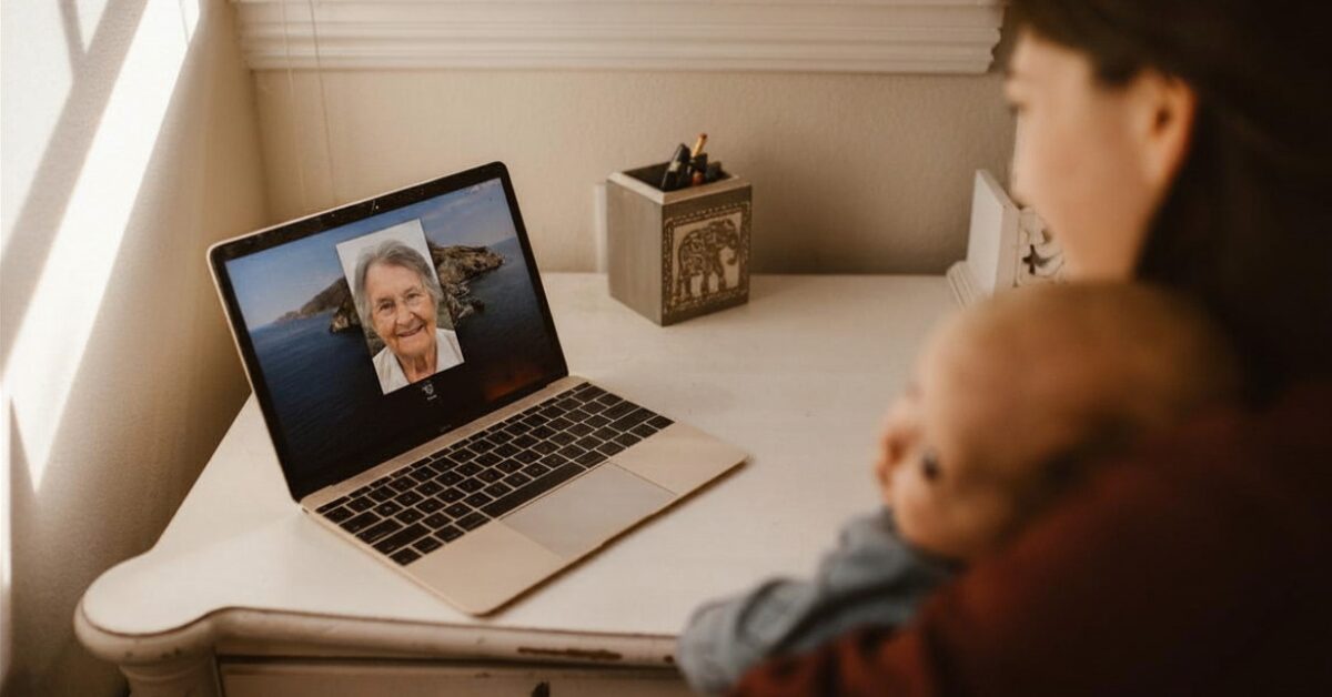 long distance family caregiver video calling elderly parent aging in place