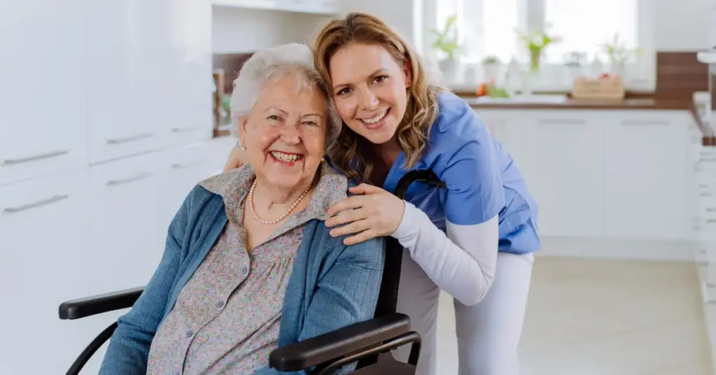palm beach county home care provider helping woman in wheelcahir