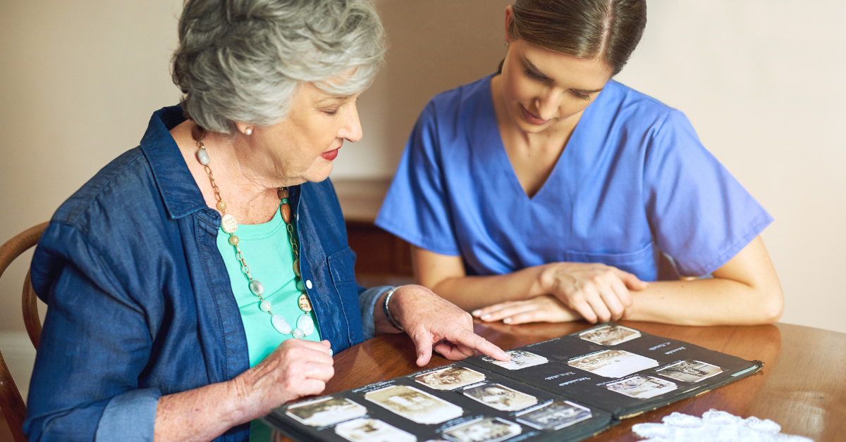 in-home caregiver providing dementia care