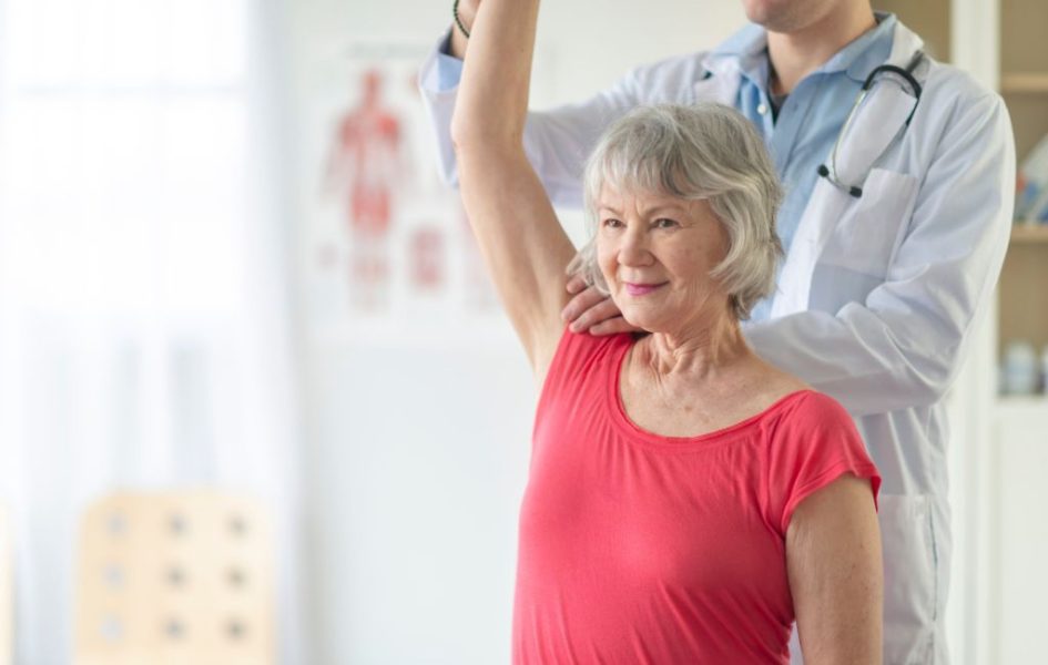 Senior woman receiving physical therapy in Palm Beach County home care